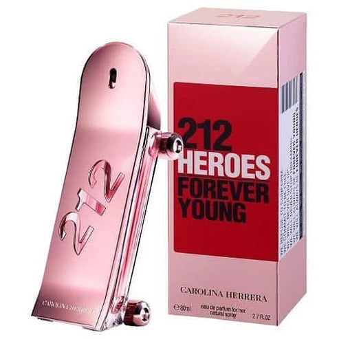 212 Heroes Forever Young Carolina Herrera Para Mujer 80 ml - frasco y presentación
