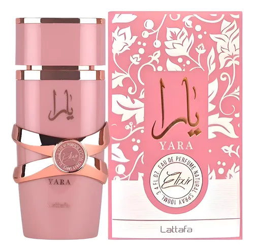 Yara Elixir Lattafa Para Mujer 100 ml - frasco y presentación