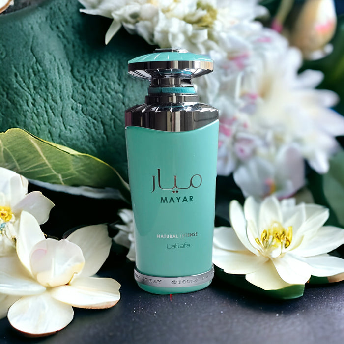 Mayar Natural Intense Lattafa Para Mujer 100 ml - frasco y presentación