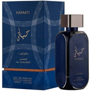 Hayaati Al Maleky Lattafa Unisex 100 ml - frasco y presentación