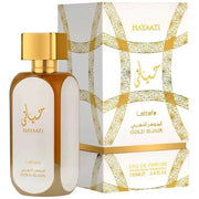 Hayaati Gold Elixir Lattafa Unisex 100 ml - frasco y presentación
