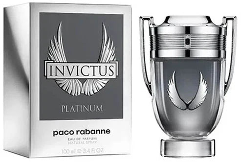 Invictus Platinum Rabanne Para Hombre 100 ml - frasco y presentación