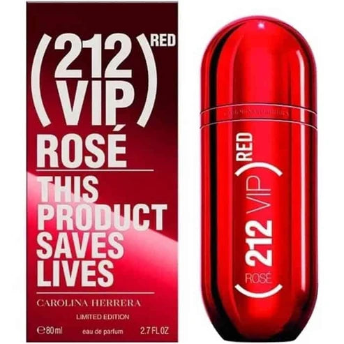 212 VIP Rosé Red Carolina Herrera Para Mujer 80 ml - frasco y presentación