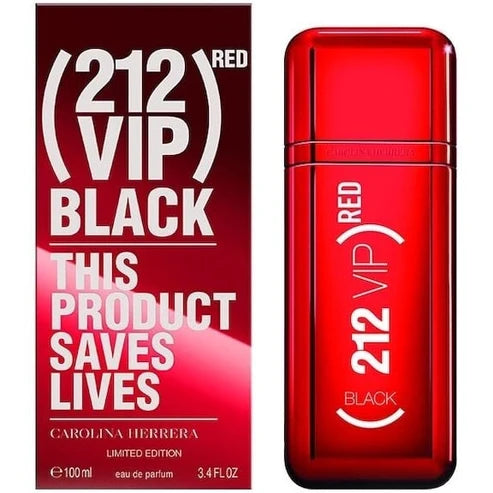212 VIP Black Red Carolina Herrera Para Hombre 100 ml - frasco y presentación
