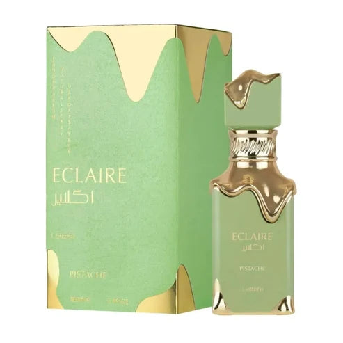 Eclaire Pistache Lattafa Unisex 100 ml - frasco y presentación