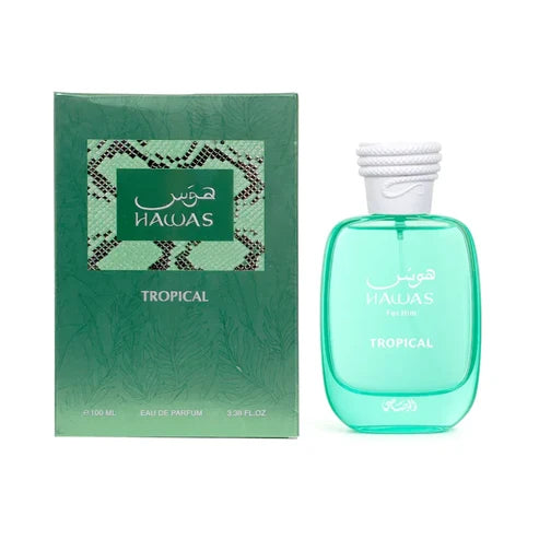 Hawas Tropical Rasasi Para Hombre 100 ml - frasco y presentación