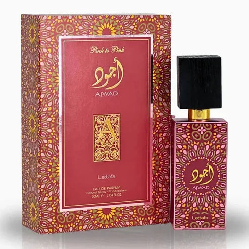 Ajwad Pink to Pink Lattafa Unisex 60 ml - frasco y presentación