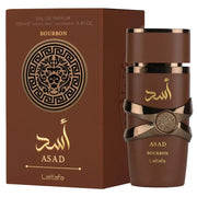 Asad Bourbon Lattafa Para Hombre 100 ml - frasco y presentación