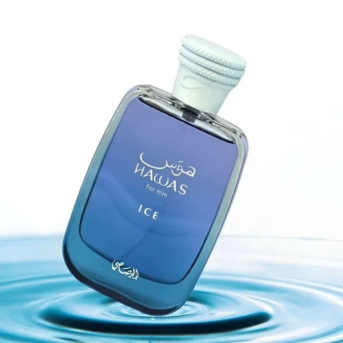 Hawas Ice Rasasi Para Hombre 100 ml - frasco y presentación